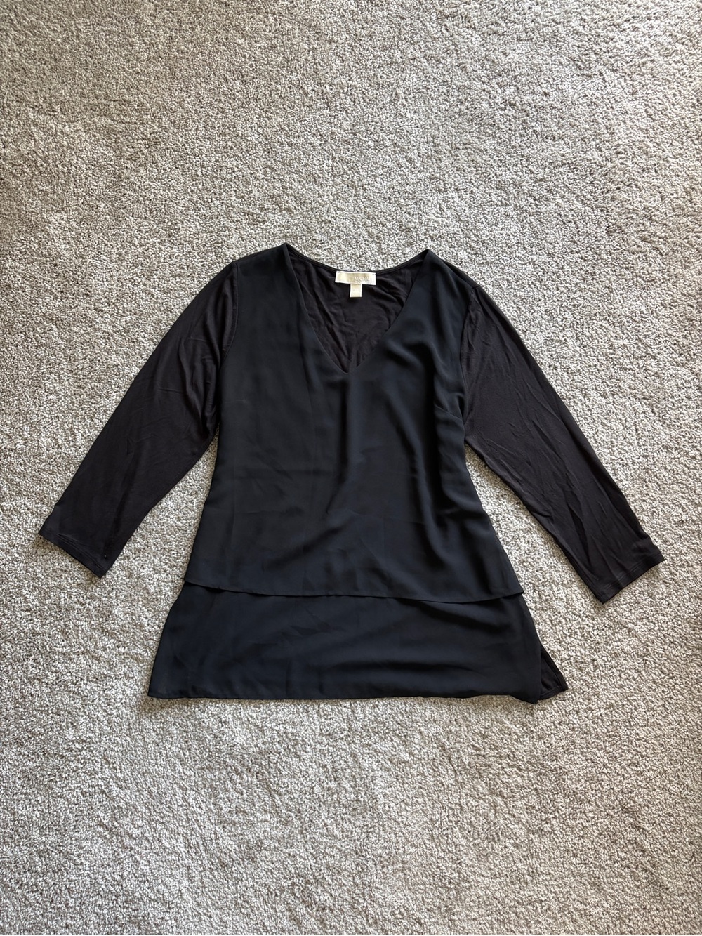 Michael Kors Black Layered V-Neck Tunic Top